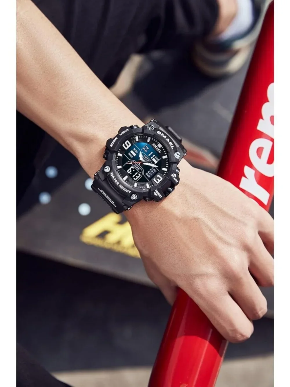 Mens Black Analog Quartz S-Shock Waterproof Outdoor Sports LED Digital Watch